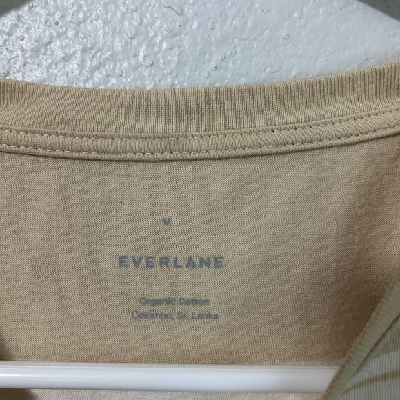 Everlane Organic Cotton Boxy Tee Beige Cream Stripe Medium Cropped - Picture 5 of 7